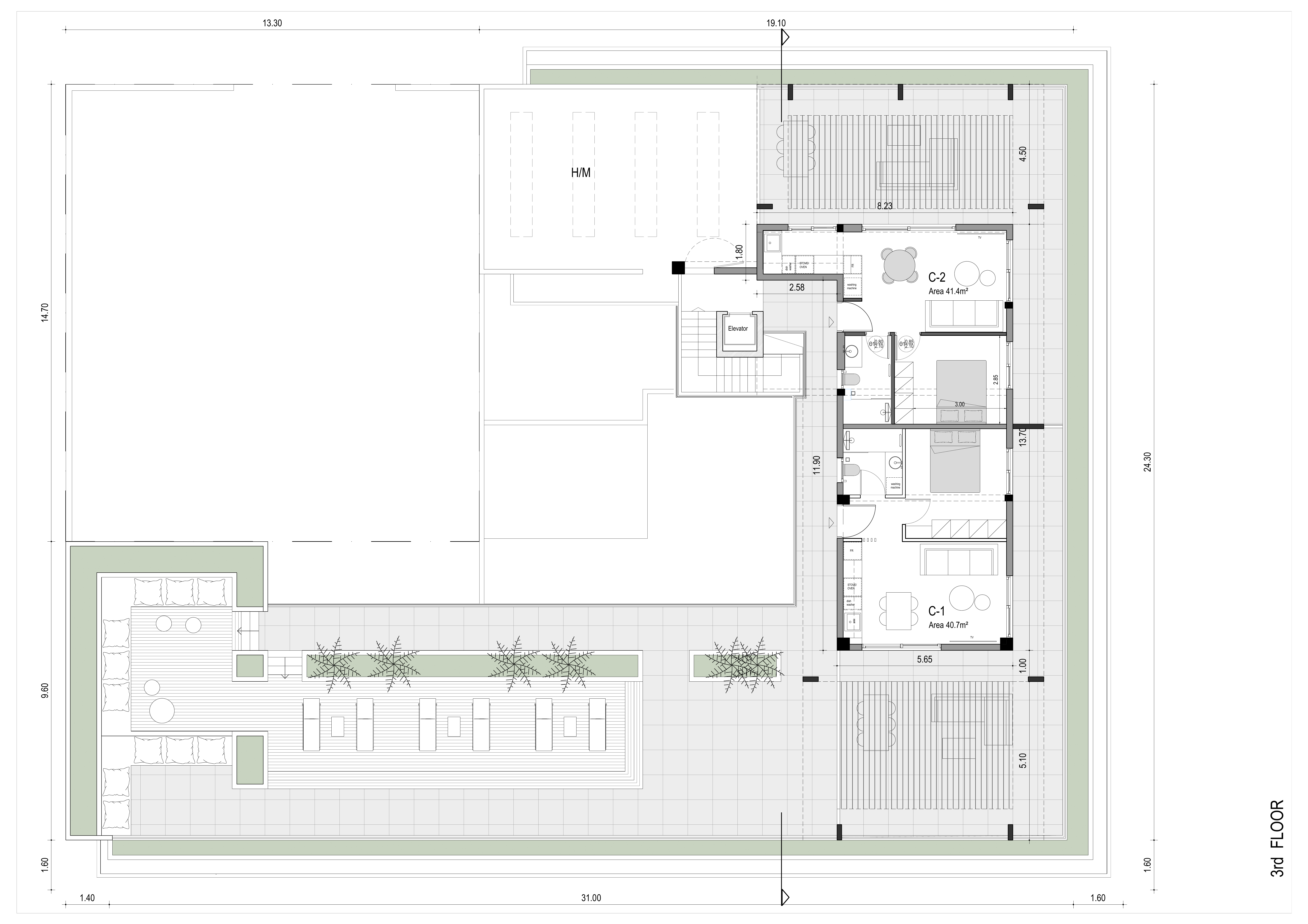 3rd floor / Rooftop — C1–C2