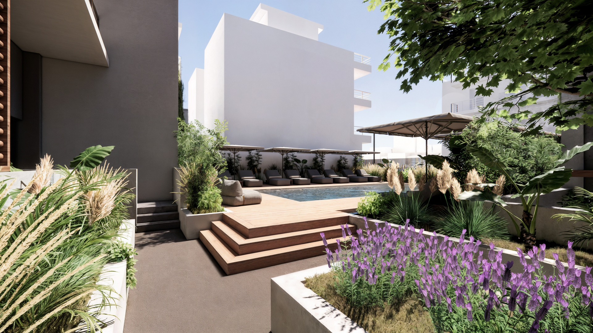 JKP Artemis — Pool garden & landscaped beds
