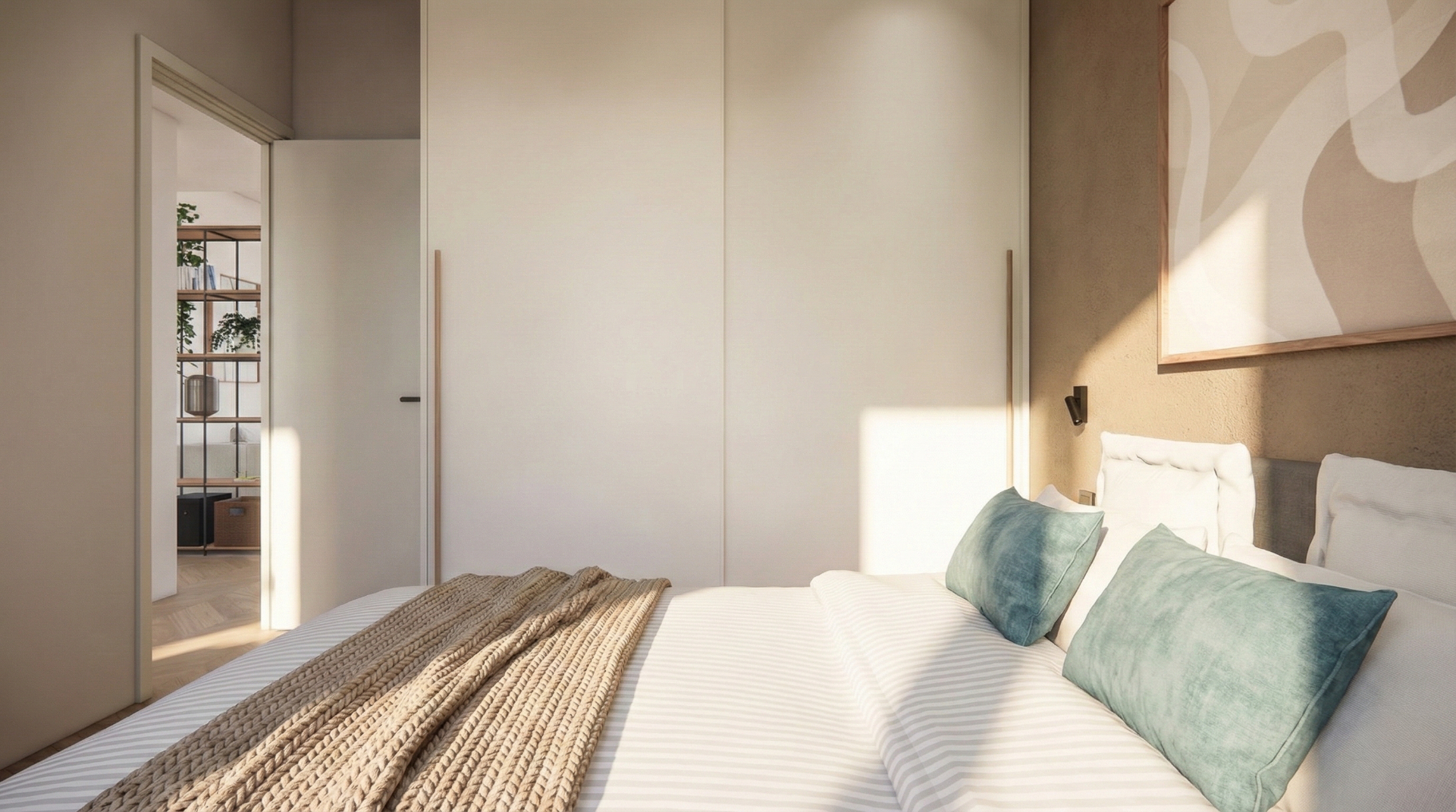Master bedroom with built-in wardrobes