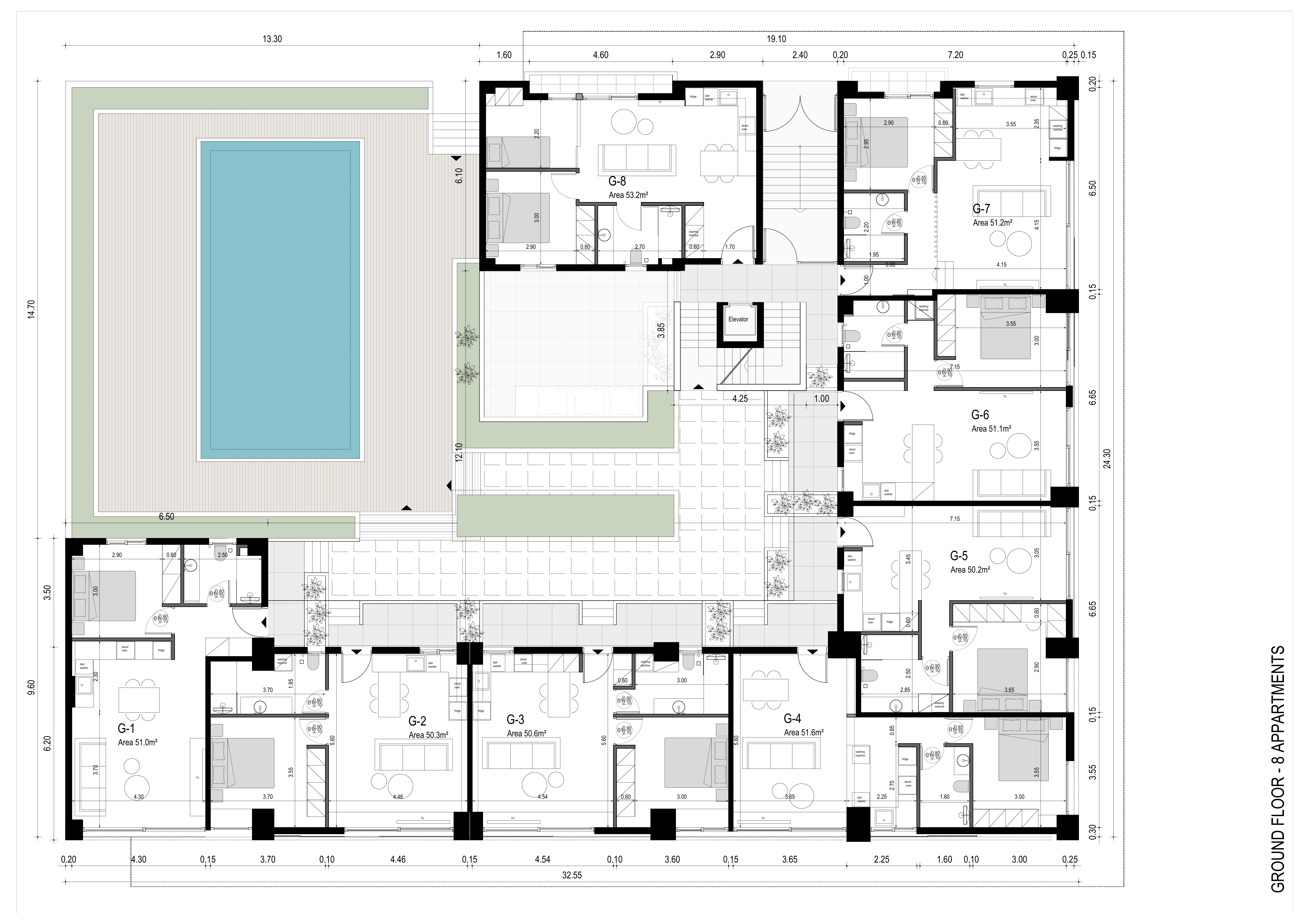 Elevated Ground Floor — G1–G8