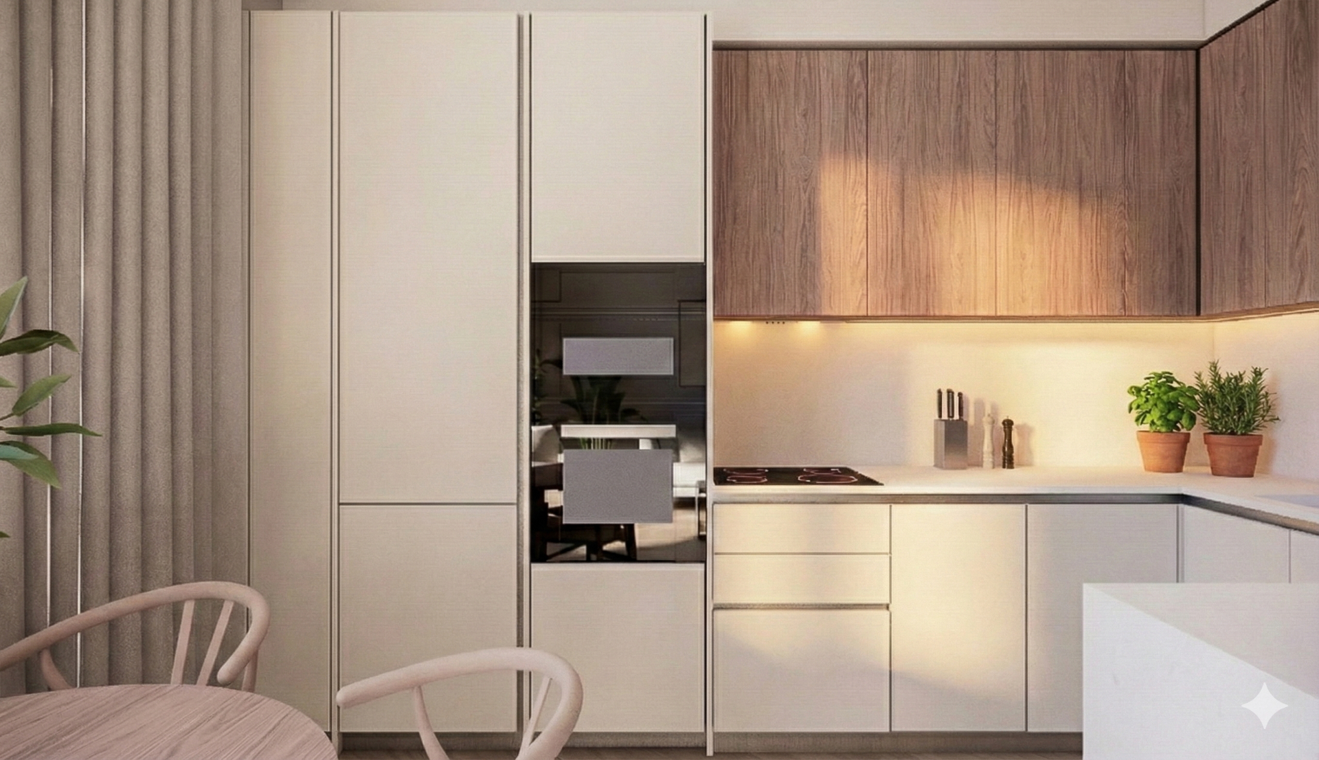Kitchen detail with integrated cabinetry