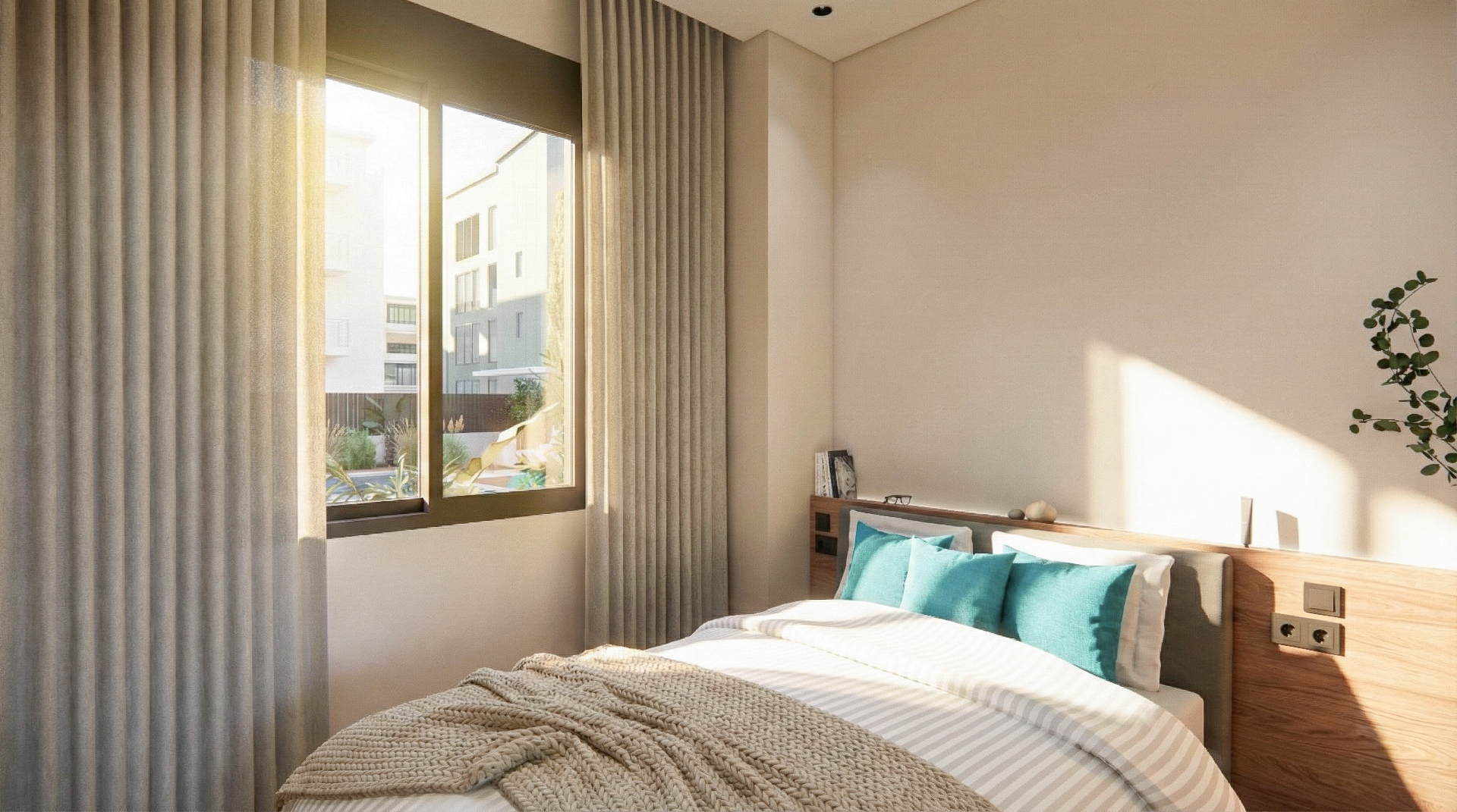 Second bedroom with courtyard view