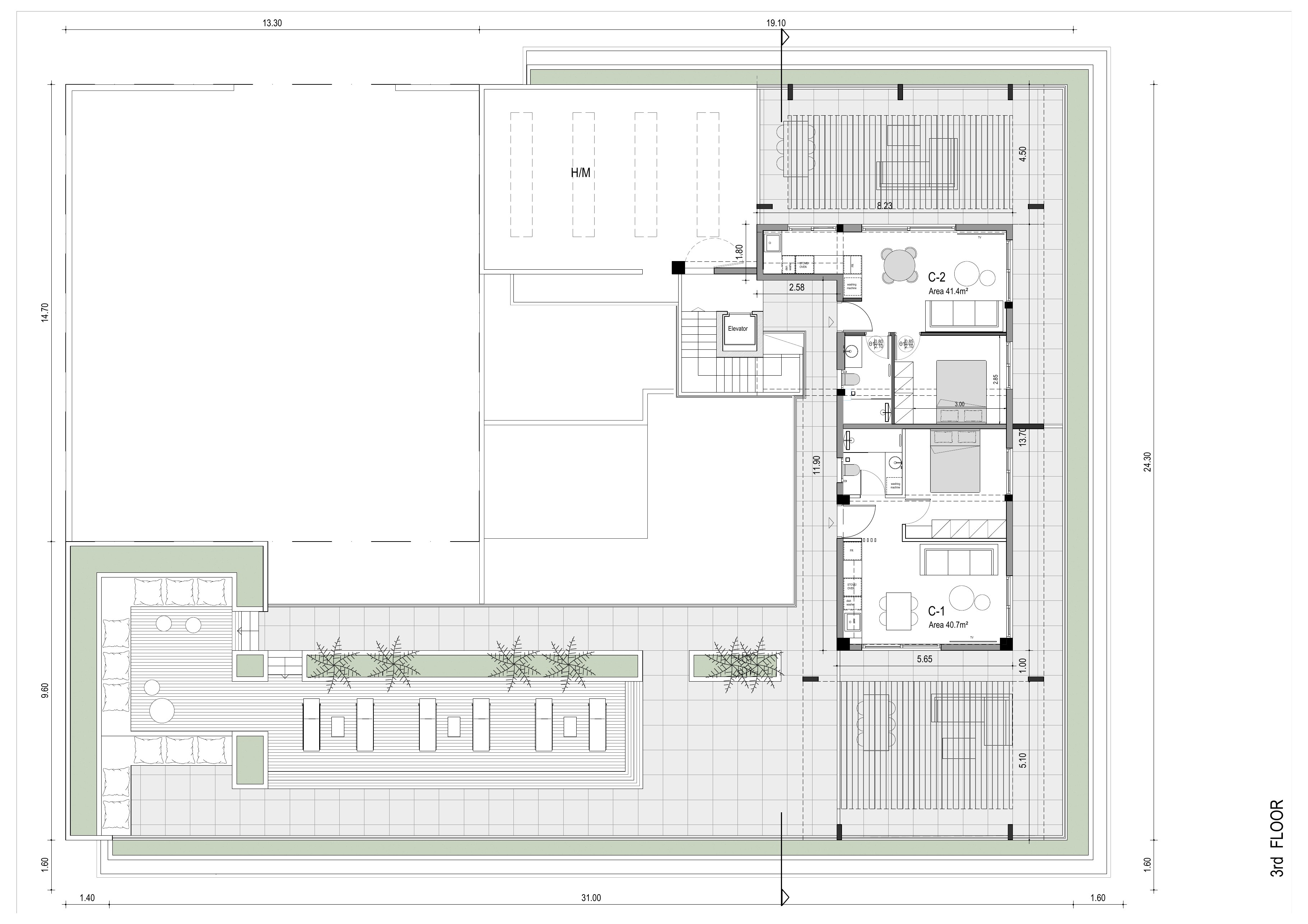 3rd floor / Rooftop — C1–C2